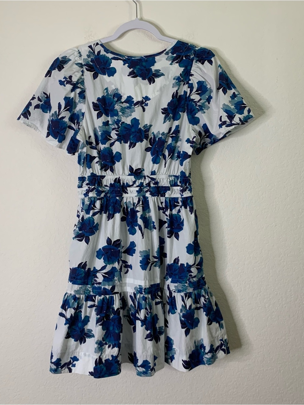 Anthropologie The Somerset Blue Floral Cotton Mini Dress Size Large - Picture 11 of 11